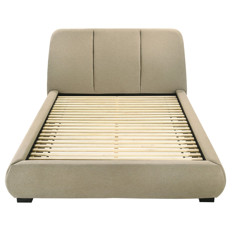 Mokena 46-inch Upholstered Eastern King Platform Bed Brown