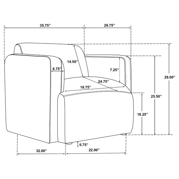 Dorset Fabric Upholstered Round Track Arm Accent Chair Brown