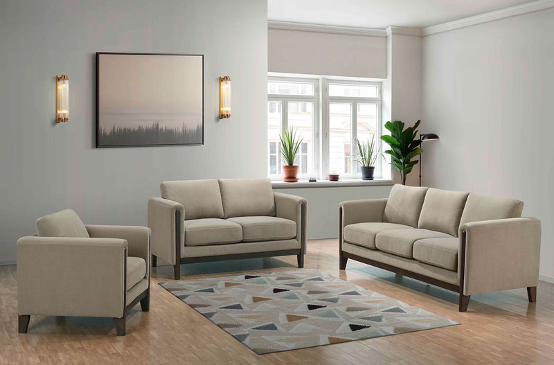 Islington Fabric Upholstered Panel Arm Accent Chair Taupe