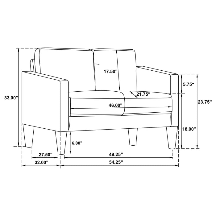 Ruth 3-piece Fabric Upholstered Track Arm Sofa Rust Red