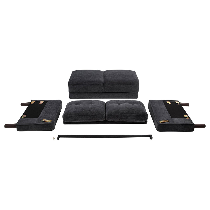 Bowen II Fabric Upholstered Track Arm Loveseat Steel Grey