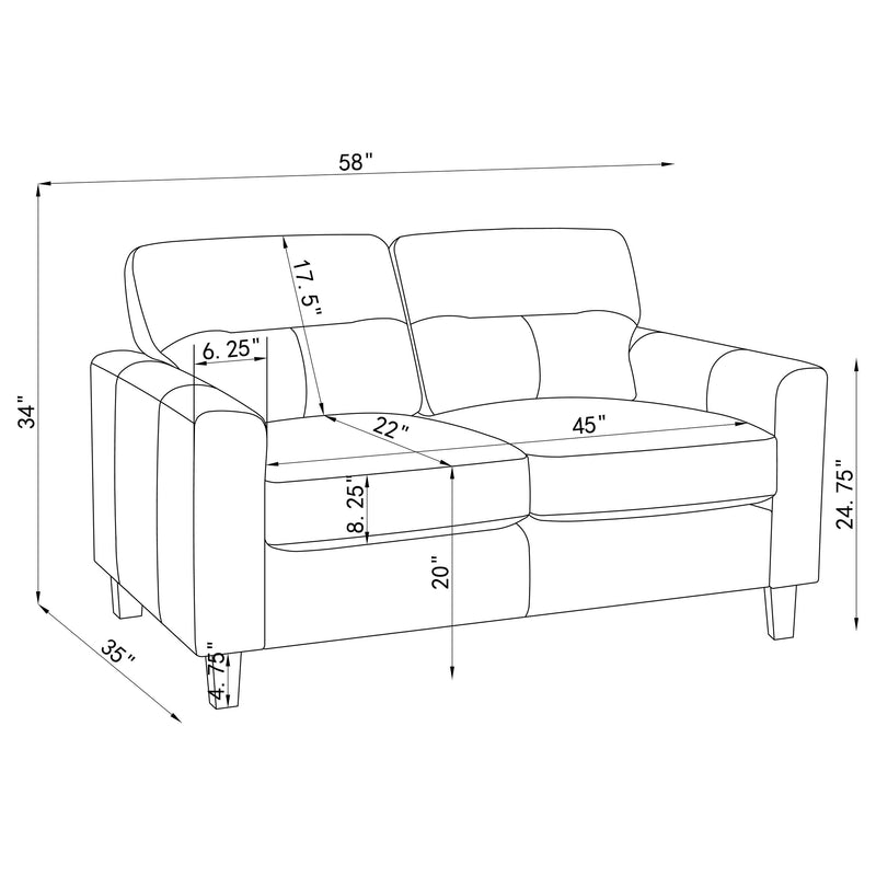 Scotland 3-piece Faux Leather Upholstered Sofa Set Black