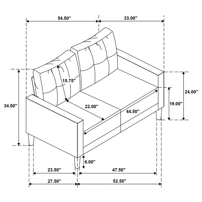 Bowen II 3-piece Upholstered Track Arm Sofa Set Steel Grey