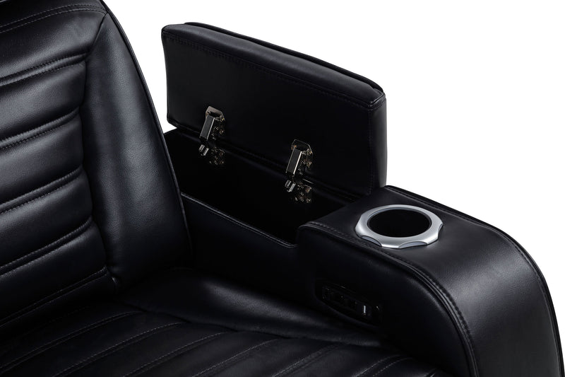 Zuma 2-piece Faux Leather Dual Power LED Sofa Set Black