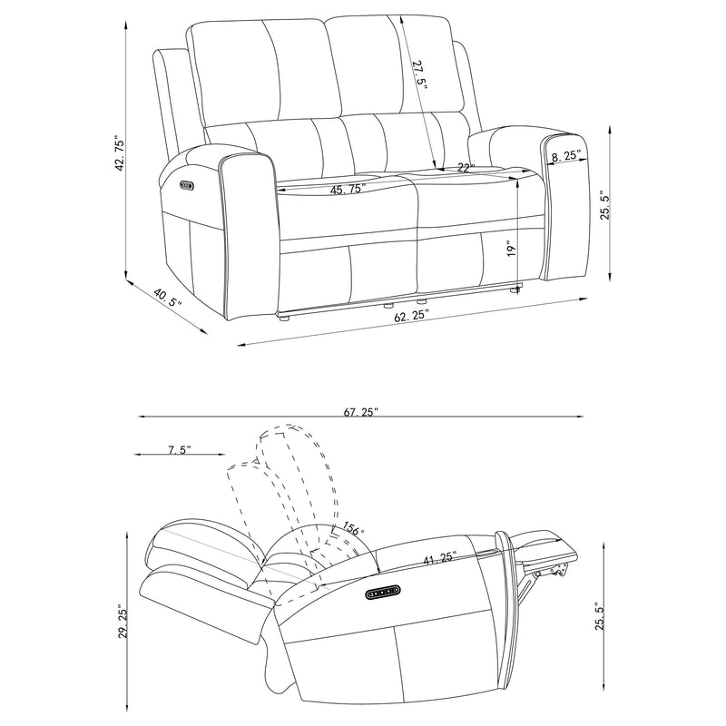 Brickston 2-piece Triple Power Reclining Sofa Set Charcoal