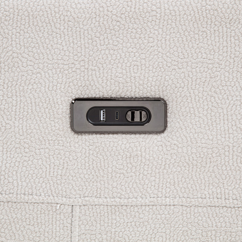 Kennett Chenille Upholstered Power Reclining Sofa Ivory