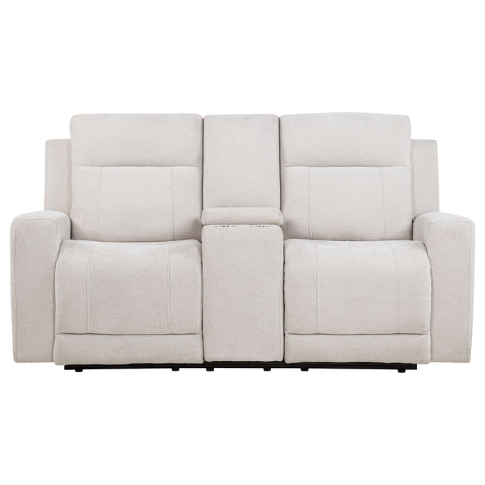 Kennett Chenille Upholstered Power Reclining Loveseat Ivory