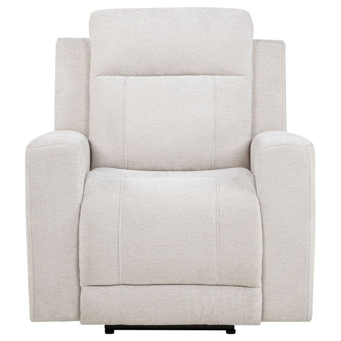Kennett Chenille Upholstered Power Recliner Chair Ivory