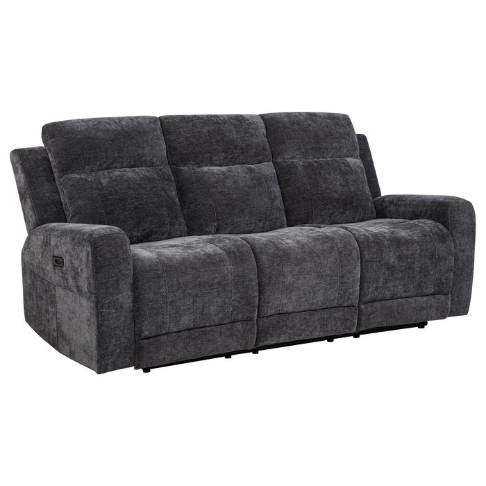 Kennett 2-piece Chenille Power Reclining Sofa Set Dark Grey