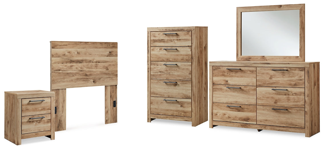 Hyanna Twin Panel Headboard, Dresser, Mirror, Chest and Nightstand