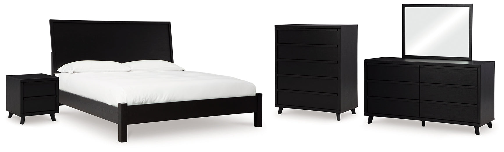 Danziar King Panel Bed, Dresser, Mirror, Chest and Nightstand