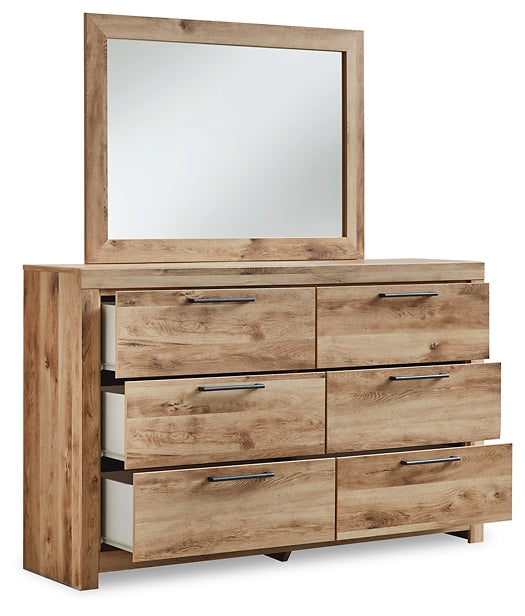 Hyanna Queen Panel Storage Bed with 1 Under Bed Storage Drawer, Dresser, Mirror, Chest and Nightstand