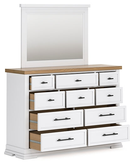 Ashbryn King Panel Storage Bed, Dresser, Mirror and Nightstand
