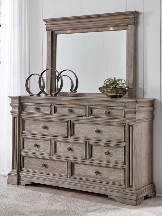 Blairhurst California King Panel Bed, Dresser, Mirror, Chest and Nightstand