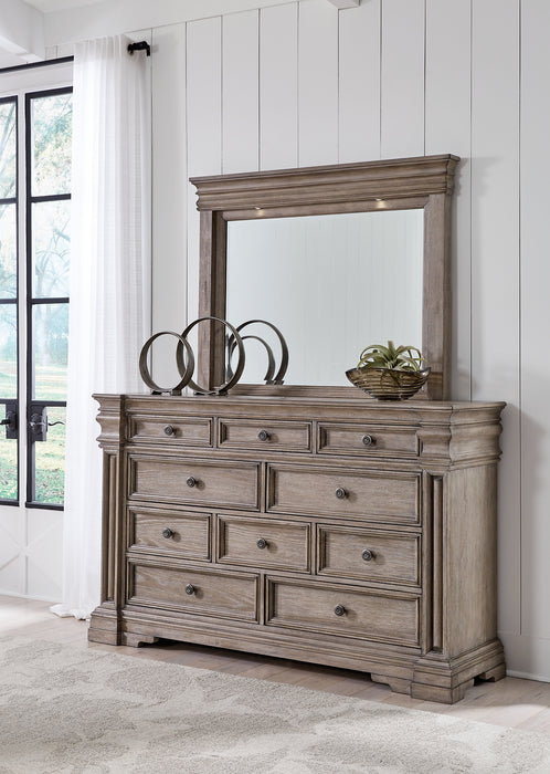 Blairhurst California King Panel Bed, Dresser, Mirror, Chest and Nightstand