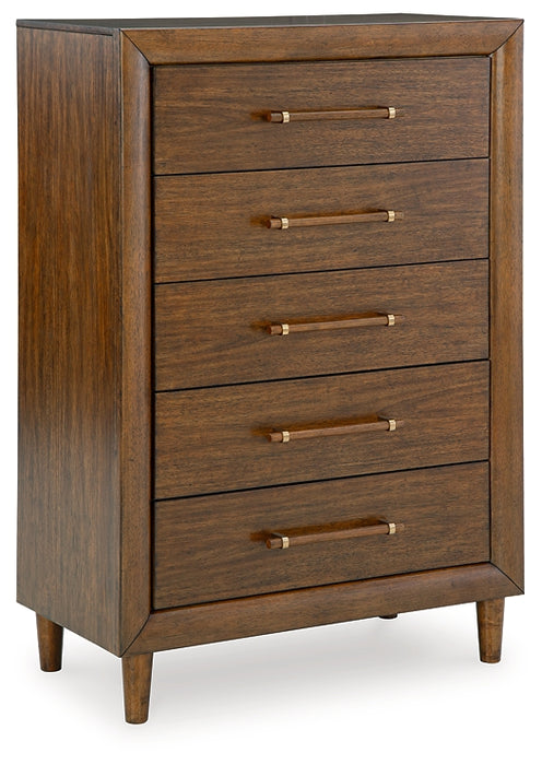 Lyncott Queen Upholstered Panel Bed, Dresser, Mirror, Chest and Nightstand