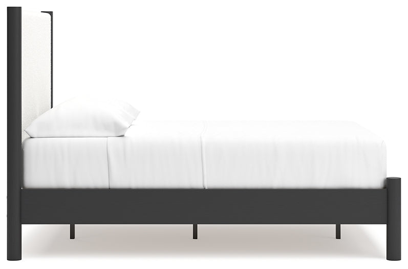 Cadmori Full Upholstered Panel Bed, Dresser and Mirror