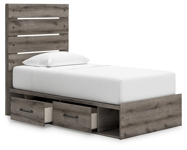 Graystorm Twin Panel Storage Bed, Dresser and Mirror