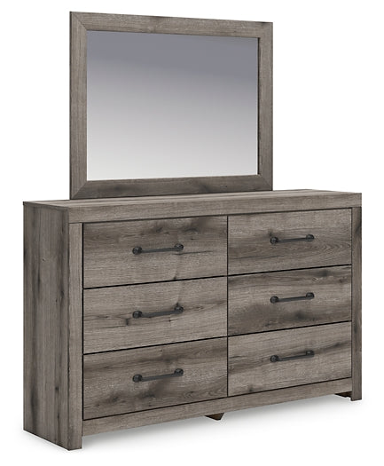 Graystorm Full Panel Bed with Storage, Dresser, Mirror and Nightstand
