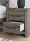 Graystorm Full Panel Bed with Storage with Mirrored Dresser and Nightstand