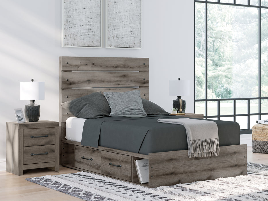 Graystorm Full Panel Bed with Storage, Dresser and Mirror