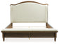Sturlayne California King Upholstered Panel Bed with Mirrored Dresser, Chest and Nightstand