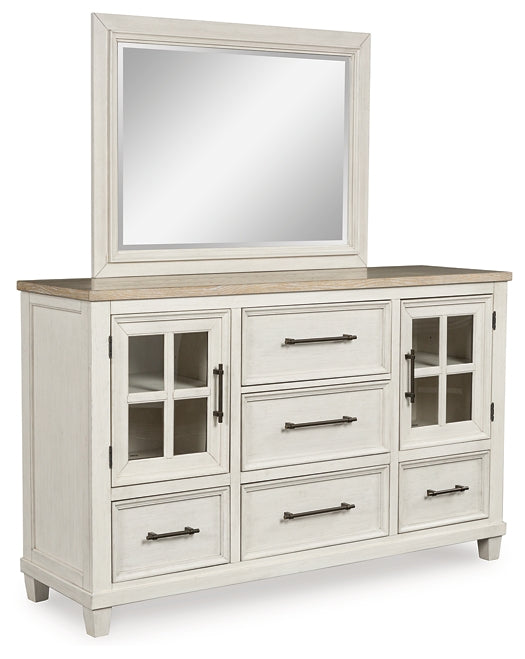 Shaybrock California King Panel Bed, Dresser, Mirror, Chest and Nightstand