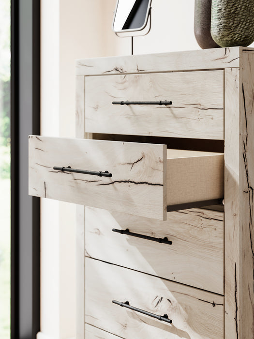 Lawroy Twin Panel Bed with Storage, Dresser, Mirror, Chest and Nightstand