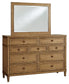 Sharlance King Upholstered Panel Bed with Mirrored Dresser