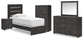 Hollivern Twin Panel Bed with Mirrored Dresser, Chest and Nightstand