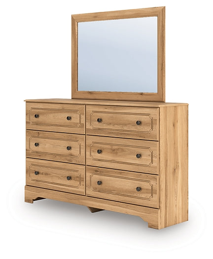 Aleaport King Panel Bed with Mirrored Dresser and Nightstand