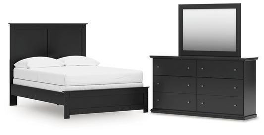 Maribel Full Panel Bed with Mirrored Dresser