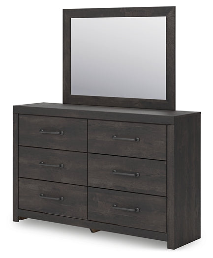 Hollivern Full Panel Bed with Storage, Dresser, Mirror and Nightstand