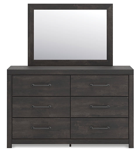 Hollivern Full Panel Bed with Storage, Dresser and Mirror