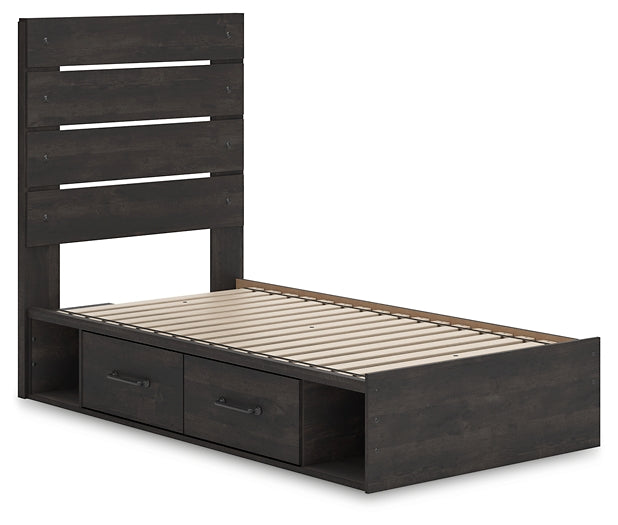 Hollivern Twin Panel Storage Bed, Dresser, Mirror and Nightstand