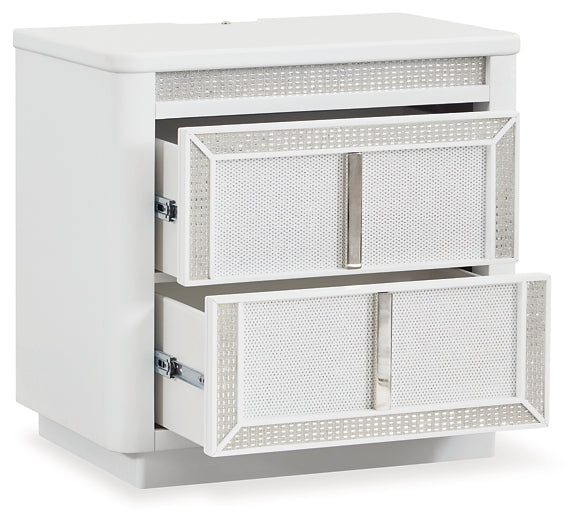 Chalanna King Upholstered Storage Bed, Dresser, Mirror, Chest and Nightstand