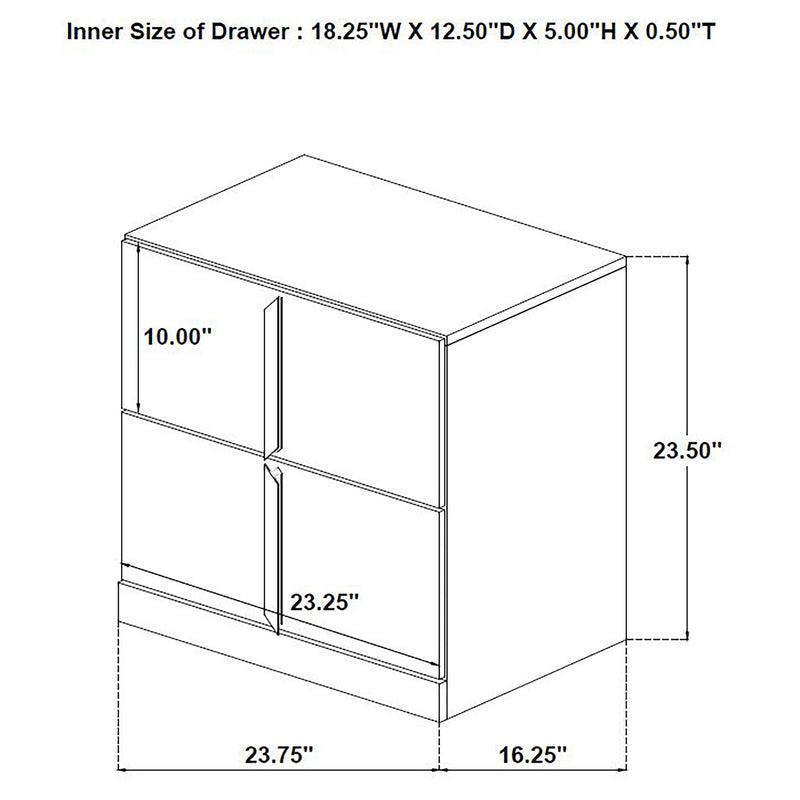 Ines 2-drawer Nightstand Bedside Table White High Gloss