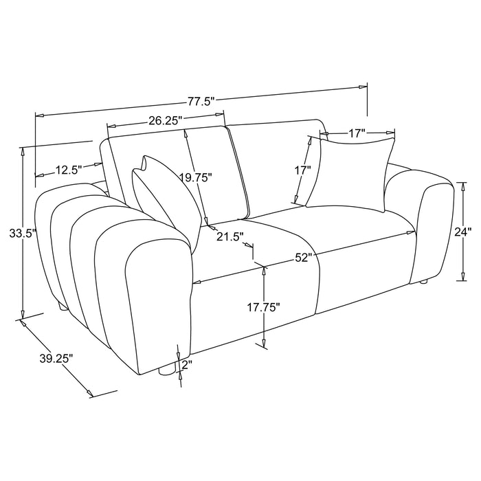 Burnett 3-piece Chenille Upholstered Sofa Set Burnt Orange