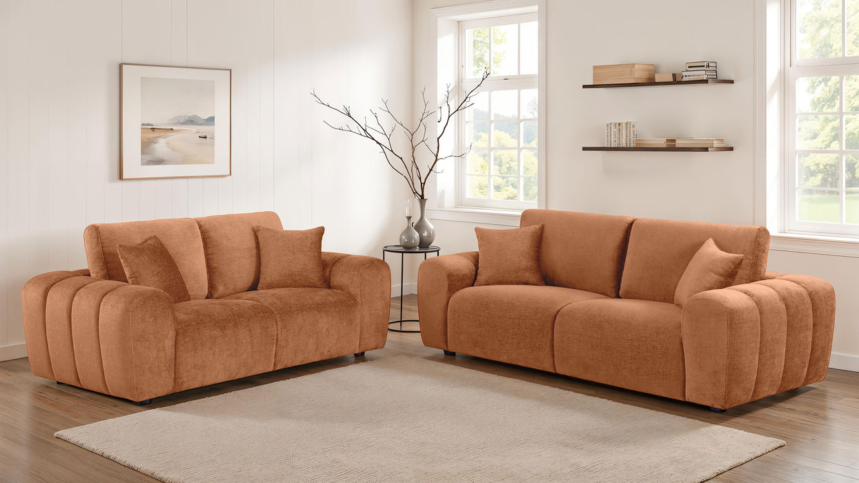 Burnett Chenille Upholstered Wide Arm Loveseat Burnt Orange