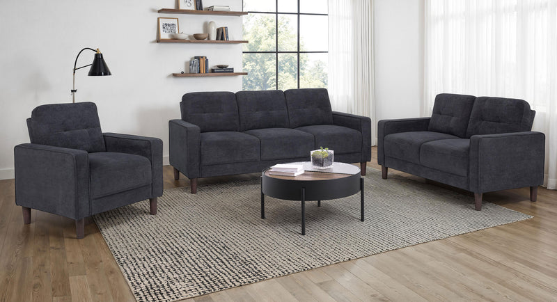 Bowen II Fabric Upholstered Track Arm Loveseat Steel Grey