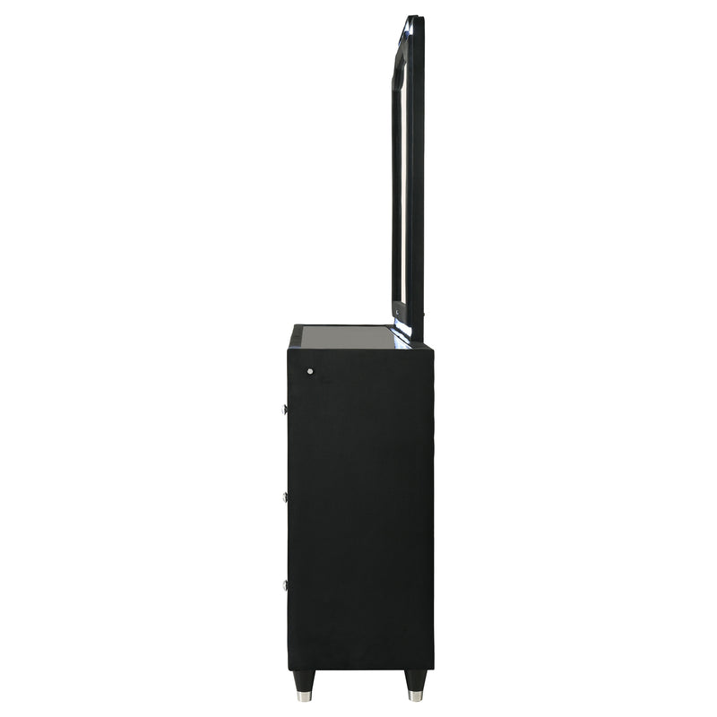 Lorient 8-drawer LED Flame Box Dresser and Mirror Black