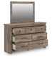 Rusticott Queen Poster Bed with Mirrored Dresser