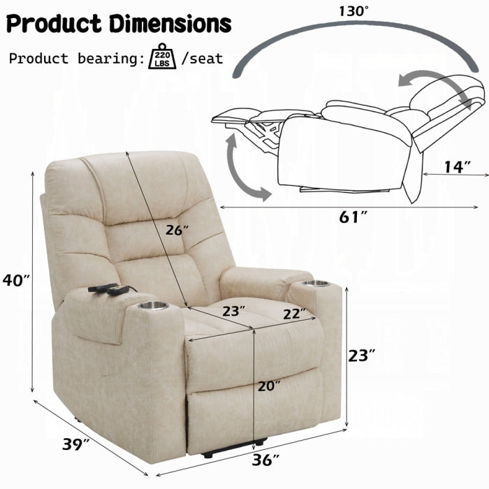 Nairi Power Recliner w/Lift, Heating & Massage