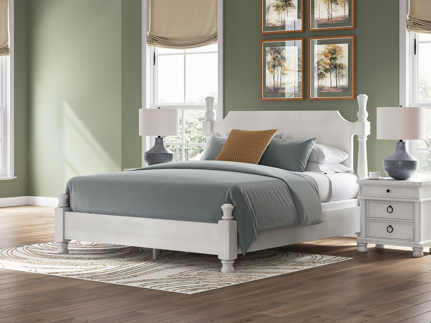 Rowlenstown California King Poster Bed, Dresser and Mirror