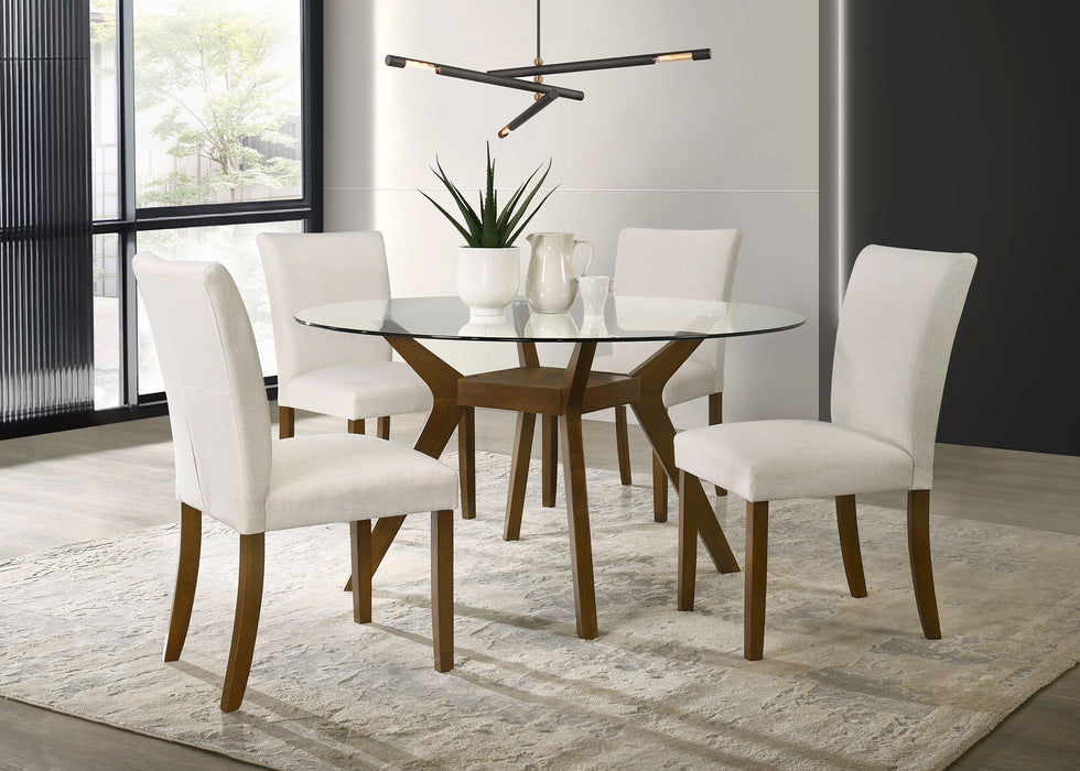 Paxton Round 48-inch Glass Top Wood Dining Table Brown