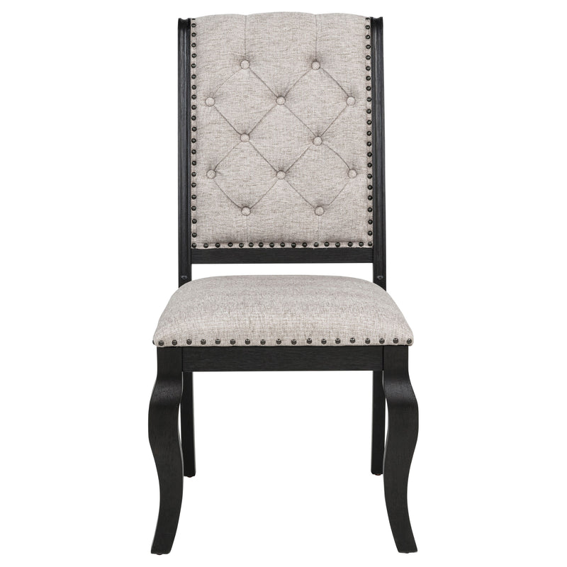 Phelps Upholstered Dining Side Chair Tan Distressed Noir (Set of 2)