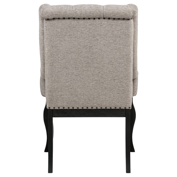 Phelps Upholstered Dining Arm Chair Tobacco and Distressed Noir