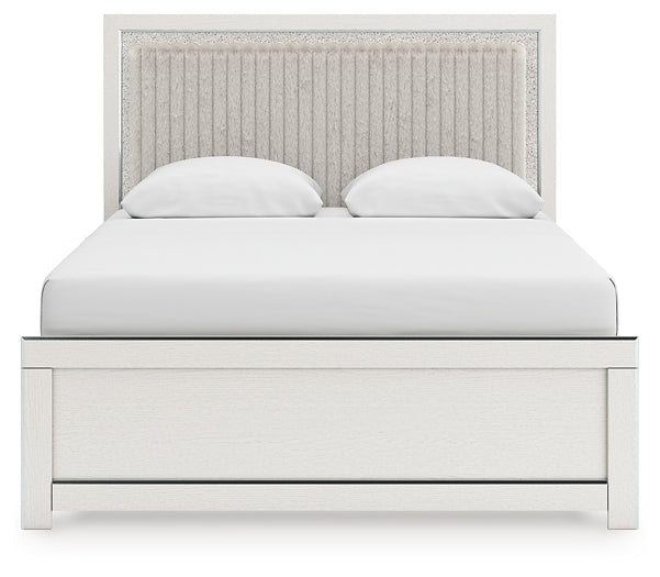 Zuraleus Queen Upholstered Panel Bed, Dresser, Mirror, Chest and Nightstand