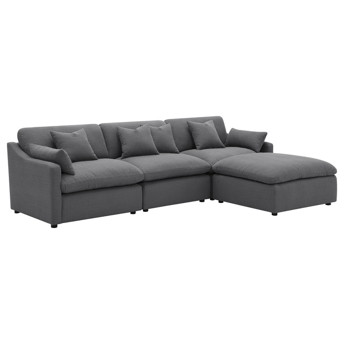 Hobson 4-piece Upholstered Modular Sectional Sofa Charcoal