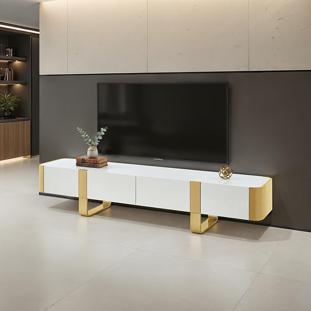 Larvik - TV Stand White w/ Gold Frame